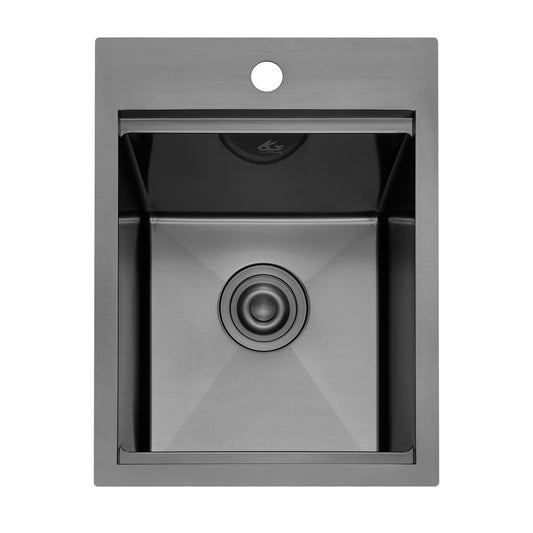 Yutong 15" x 20" Top-mount/Drop in Stainless Steel Single Bowl Topmount Workstation Kitchen Sink Black