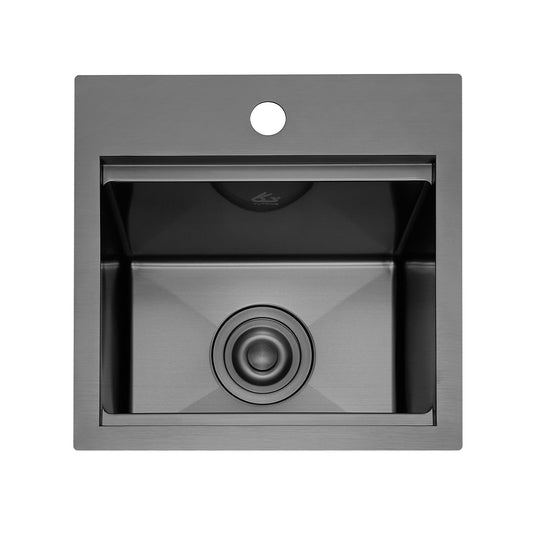 Yutong 15" x 15" Top-mount/Drop in Stainless Steel Single Bowl Topmount Workstation Kitchen Sink Black