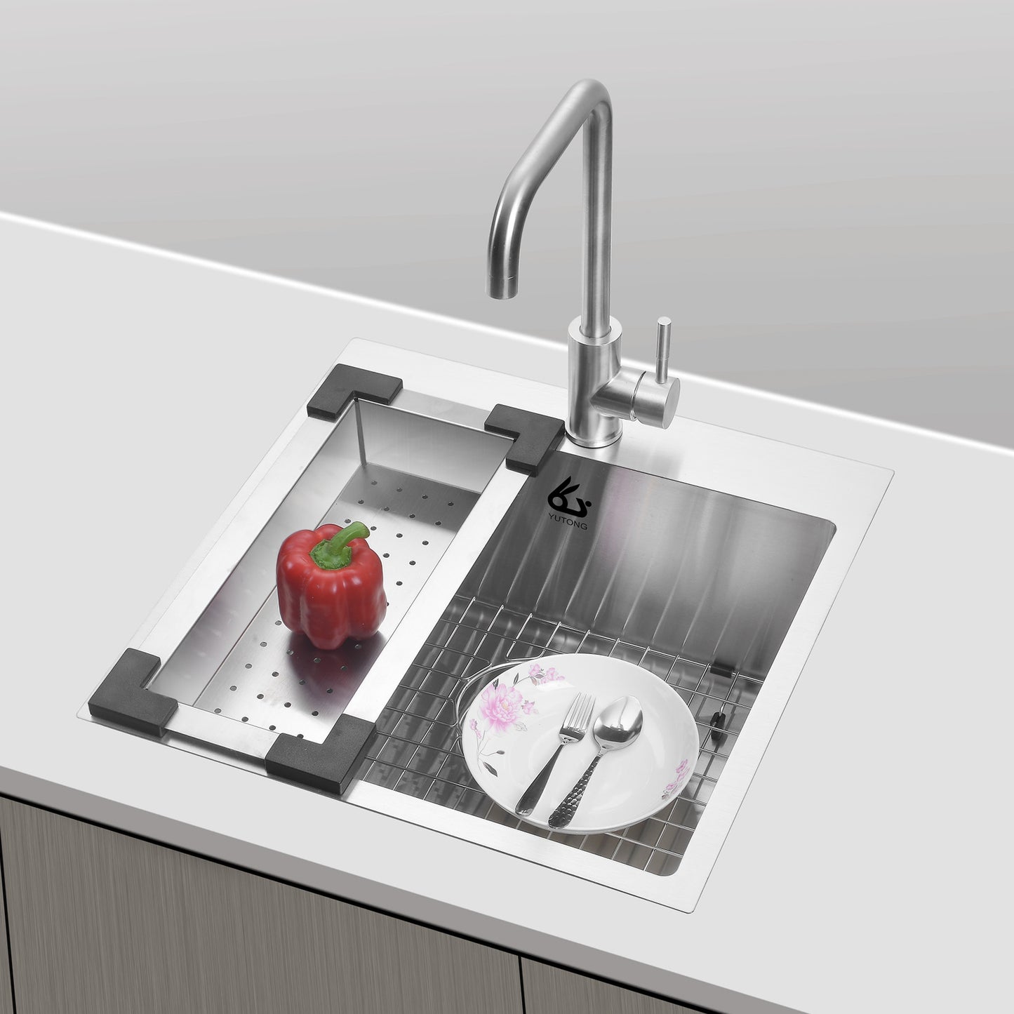 Yutong 25" x 20" Top-mount/Drop in Stainless Steel Single Bowl Kitchen Sink