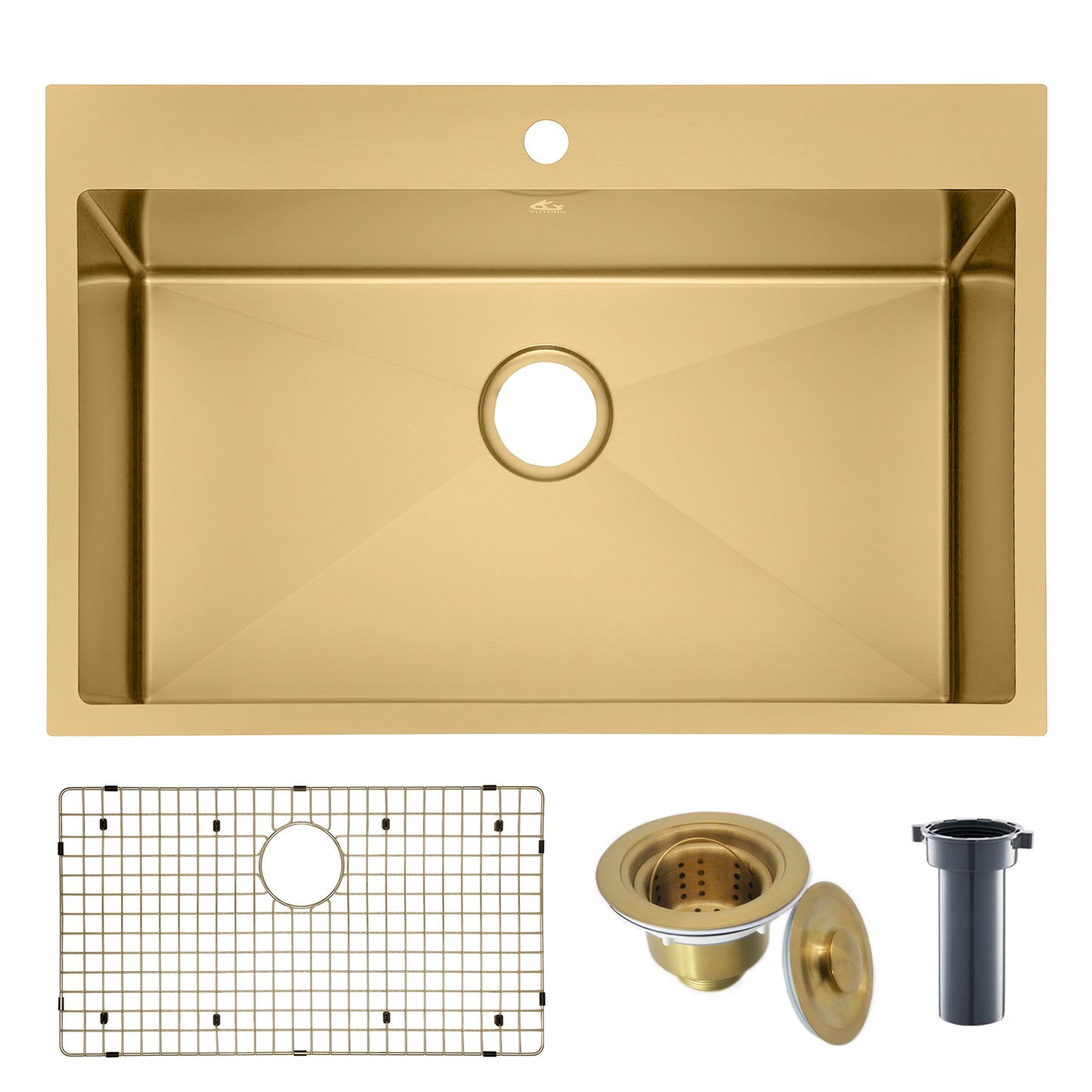 Yutong 30" x 20"  Top-mount/Drop in Stainless Steel Single Bowl Kitchen Sink gold