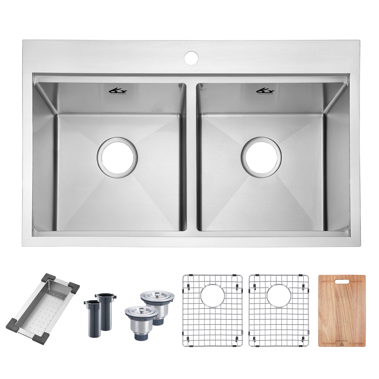 Yutong 31" x 20"Top-mount/Drop in Stainless Steel Double Bowl Topmount Workstation Kitchen Sink