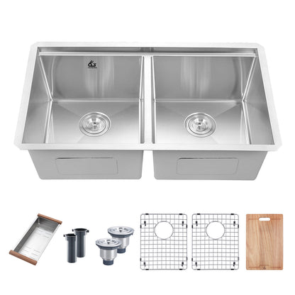 Yutong 31" x 18" Undermount Stainless Steel Double Bowl 18 Gauge Undermount Workstation Kitchen Sink