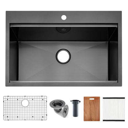 Yutong 31" x 20" Top-mount/Drop in Stainless Steel Single Bowl Topmount Workstation Kitchen Sink