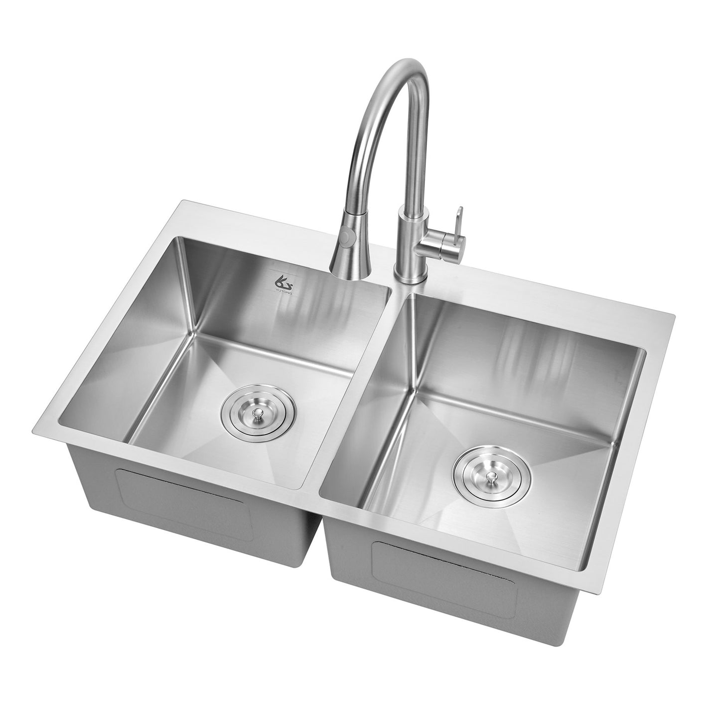 Yutong 28" x 20" Top-mount/Drop in Stainless Steel Double Bowl Kitchen Sink