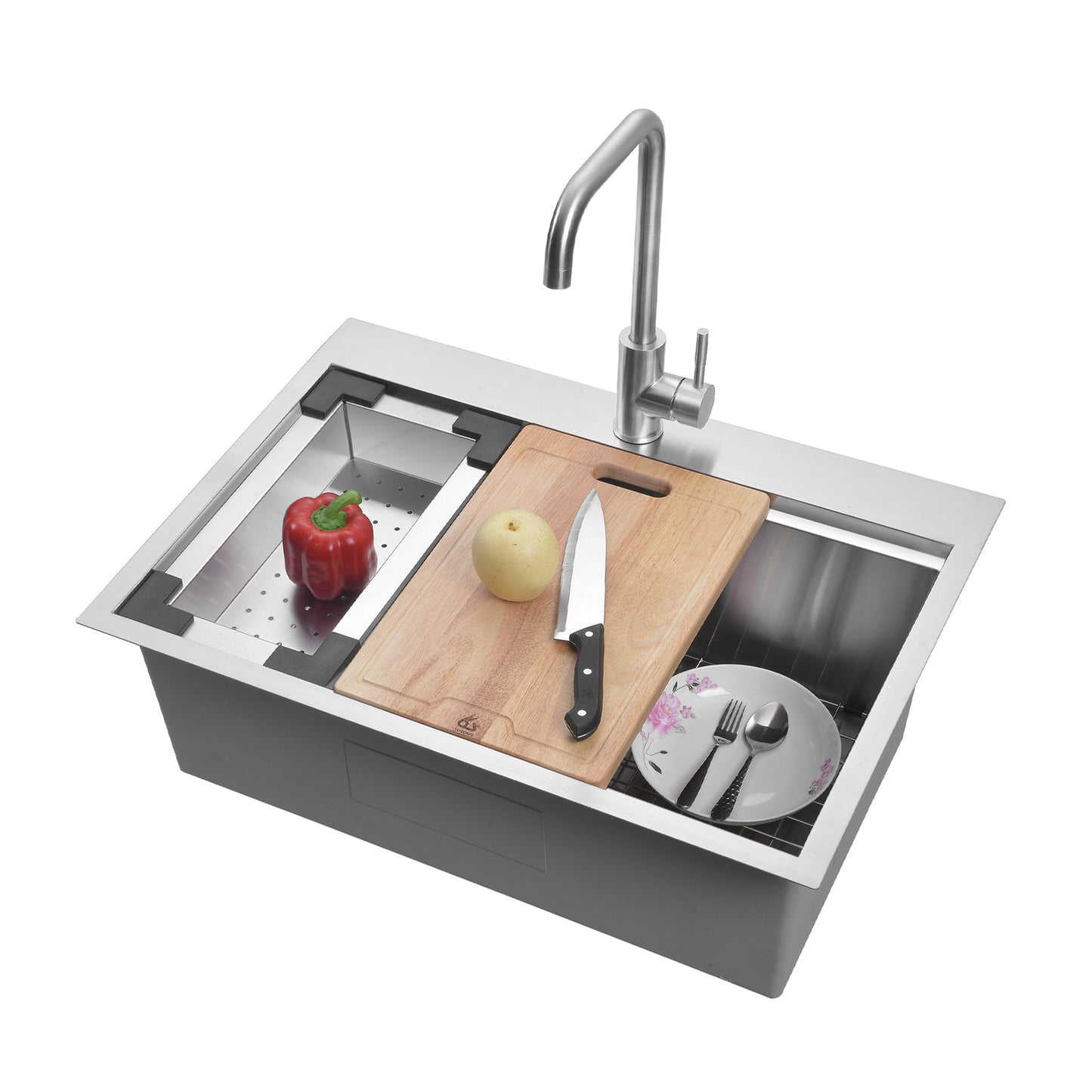 Yutong 31" x 20" Top-mount/Drop in Stainless Steel Single Bowl Topmount Workstation Kitchen Sink