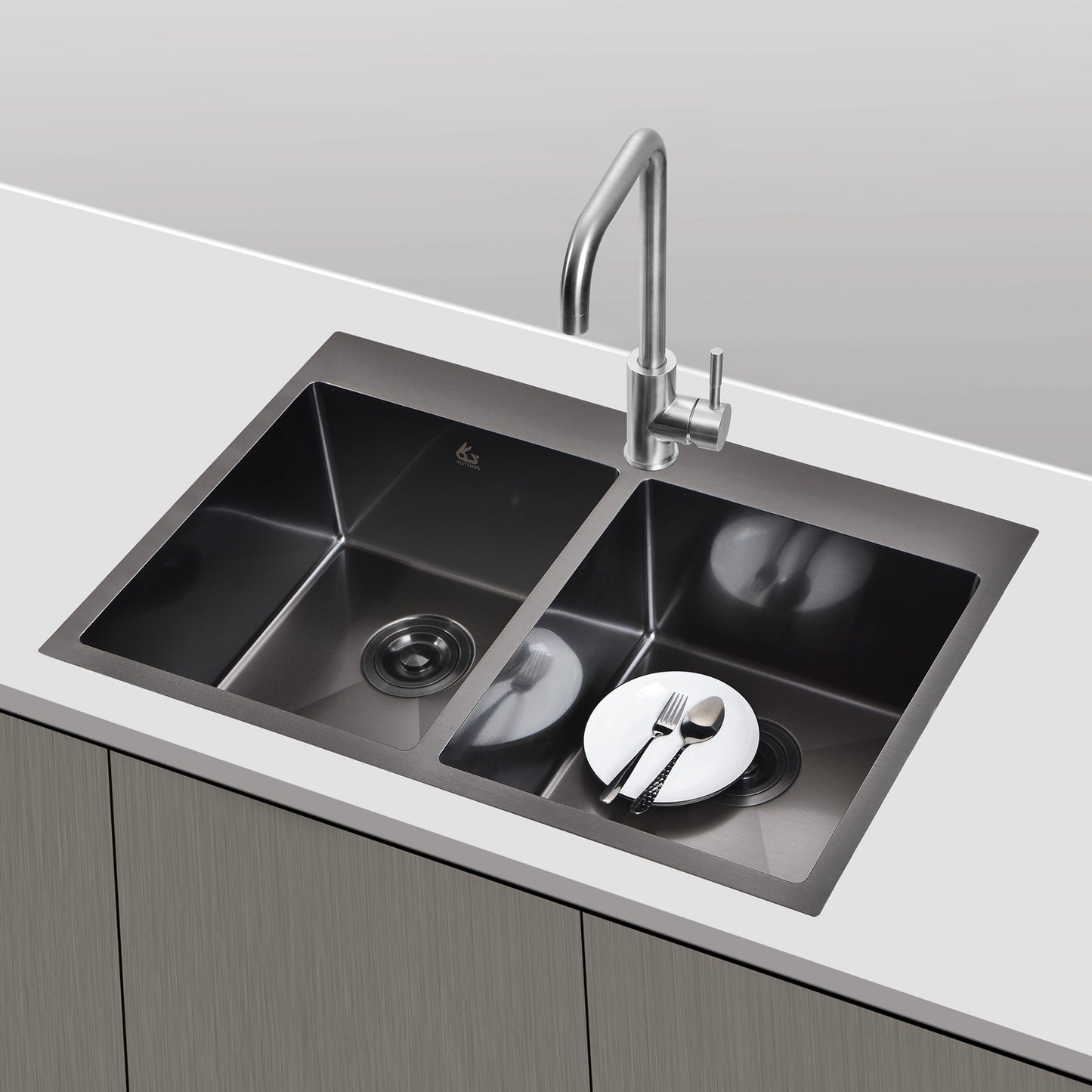 Yutong 31" x 20" Top-mount/Drop in Stainless Steel Double Bowl Kitchen Sink