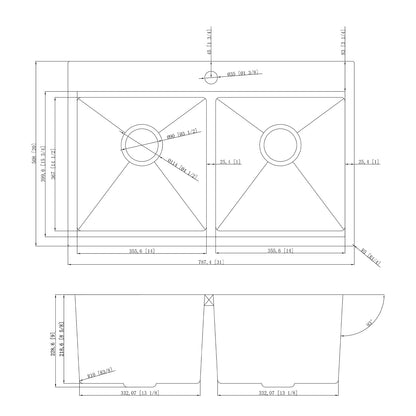 Yutong 31" x 20"Top-mount/Drop in Stainless Steel Double Bowl Topmount Workstation Kitchen Sink