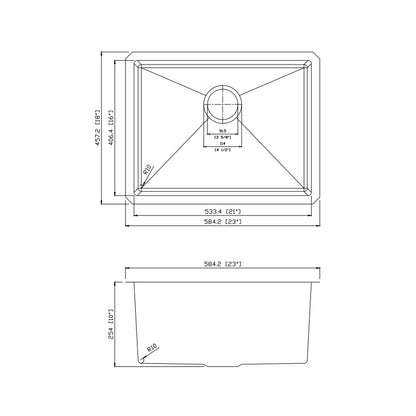 Yutong 23" x 18" Undermount Stainless Steel Double Bowl 18 Gauge Kitchen Bar Sink