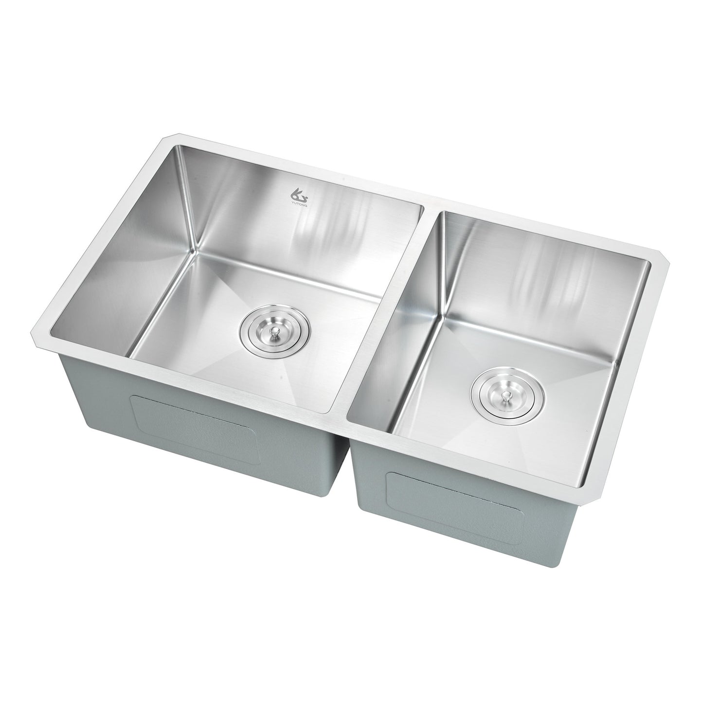 Yutong 32 3/4" x 19" Undermount Stainless Steel Double Bowl 18 Gauge Kitchen Bar Sink