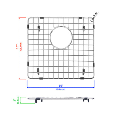 Yutong Kitchen Stainless Steel Sink Bottom Grid with Small Rounded Corner size 16"x16"