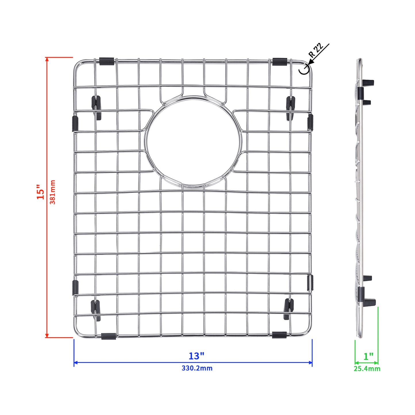 Yutong Kitchen Stainless Steel Sink Bottom Grid with Small Rounded Corner size 13"x15"