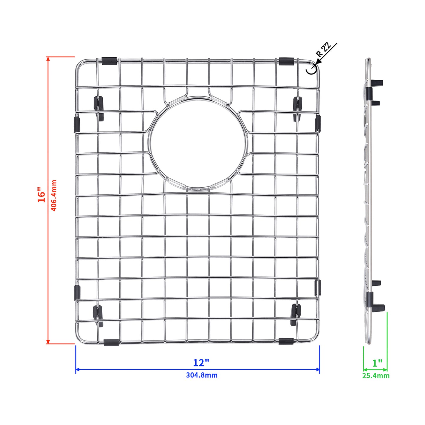 Yutong Kitchen Stainless Steel Sink Bottom Grid with Small Rounded Corner size 12"x16"