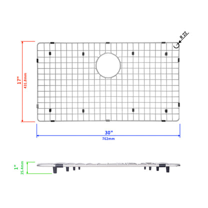 Yutong Kitchen Stainless Steel Sink Bottom Grid with Small Rounded Corner size 30"x17"