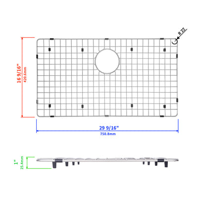 Yutong Kitchen Stainless Steel Sink Bottom Grid with Small Rounded Corner size 29 9/16"x16 9/16"