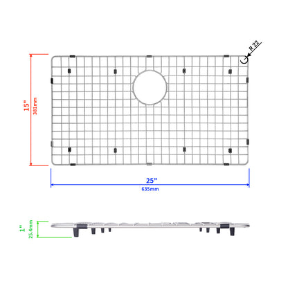 Yutong Kitchen Stainless Steel Sink Bottom Grid with Small Rounded Corner size 27"x15"