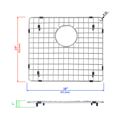 Yutong Kitchen Stainless Steel Sink Bottom Grid with Small Rounded Corner size 18"x14"