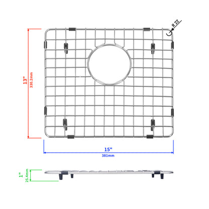 Yutong Kitchen Stainless Steel Sink Bottom Grid with Small Rounded Corner size 13"x15"