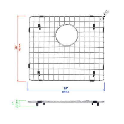 Yutong Kitchen Stainless Steel Sink Bottom Grid with Small Rounded Corner size 20"x15"