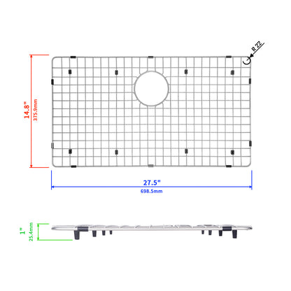 Yutong Kitchen Stainless Steel Sink Bottom Grid with Small Rounded Corner size 27 1/2"x16"